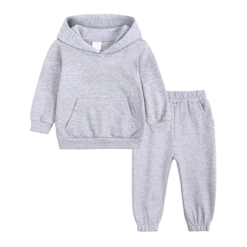Wholesale Winter Tracksuit Plain Solid Blank Children Unisex Sportswear 2 Piece Set Children's Clothing Kids tracksuit - Image 6