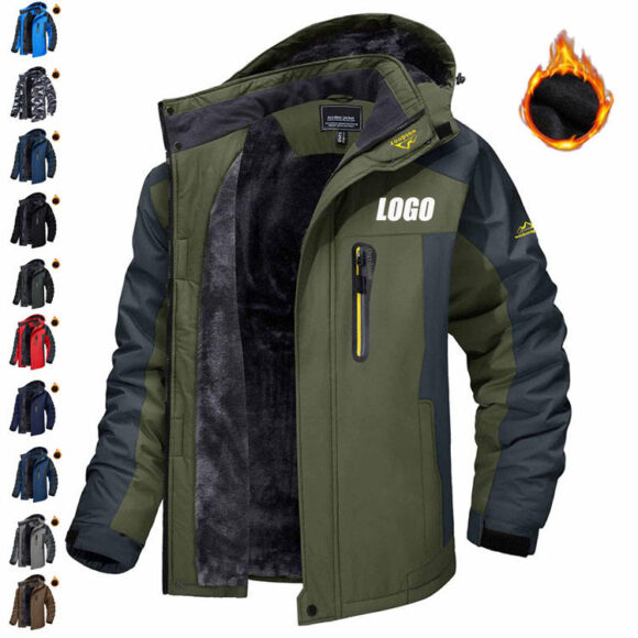 Custom Outdoor Winter Jacket With Hood Men's Jacket Windbreaker Custom Work Jacket Custom - Image 3