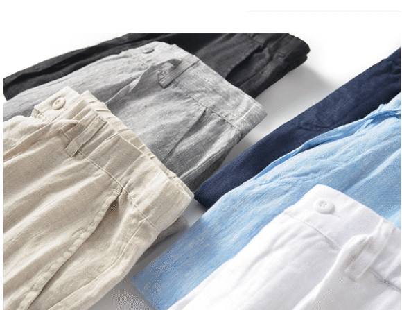 Custom Logo New Men's Linen Pants Mid-Tase Loose Youth Bullet less Pants Casual Pants Hemp Pants - Image 3