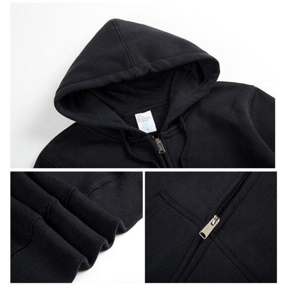 ODM/OEM Wholesale Puls Size Men's Hoodies with Full Zipper Custom Logo Hoodie for Men and Women - Image 3
