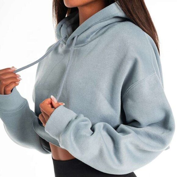 Custom Women Crop Top Hoodie Casual Women Hoodies & Sweatshirts Pullover Cropped Oversized Hoodie For Women - Image 3