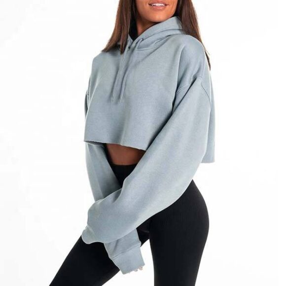 Custom Women Crop Top Hoodie Casual Women Hoodies & Sweatshirts Pullover Cropped Oversized Hoodie For Women - Image 5