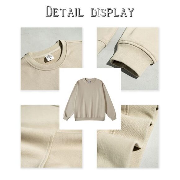 Wholesale High Quality Knitted Men's Sweater OEM Drop Shoulder Round Neck Men's Sweatshirts Custom Logo Sweatshirts For Men - Image 5