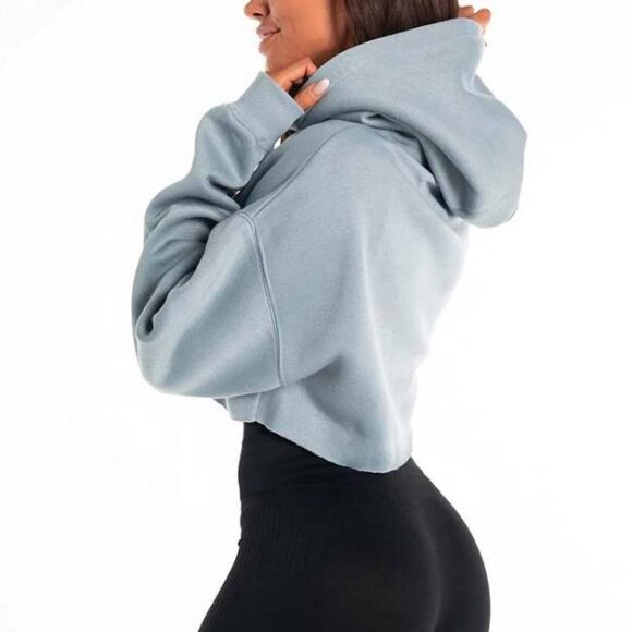 Custom Women Crop Top Hoodie Casual Women Hoodies & Sweatshirts Pullover Cropped Oversized Hoodie For Women - Image 6