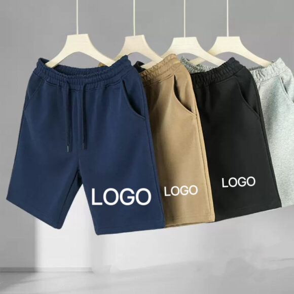 Custom Logo Cotton Sports Gym Shorts for Men Casual Essentials Elastic Waist Mid-Waist Running Pants OEM Service