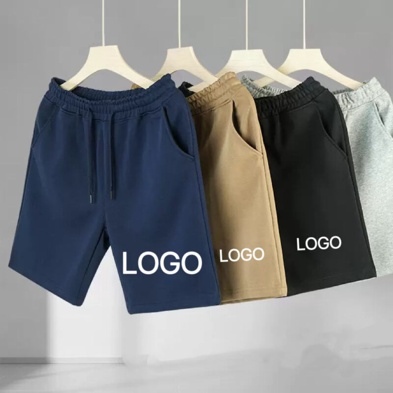 Custom Logo Cotton Sports Gym Shorts for Men Casual Essentials Elastic Waist Mid-Waist Running Pants OEM Service