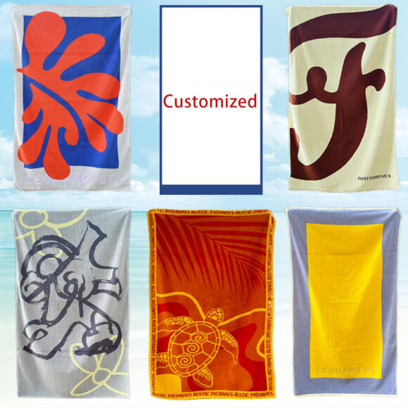 Custom Design Beach Towel 100% Microfiber Velour Custom Logo Quick Dry Large Size Beach Towels With Print Logo - Image 2
