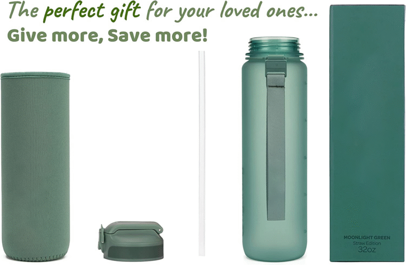 Water Bottle with Straw and Time Marker - 1 Liter BPA Free Leak Proof Sports Bottle - Condensation Free Water Bottle - Image 3