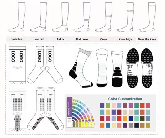 High Quality Men's Soccer Socks Breathable Pure Cotton Crew Anti-Slip Diabetic Friendly Custom Logo Cuff Bottom Free Cycling - Image 6