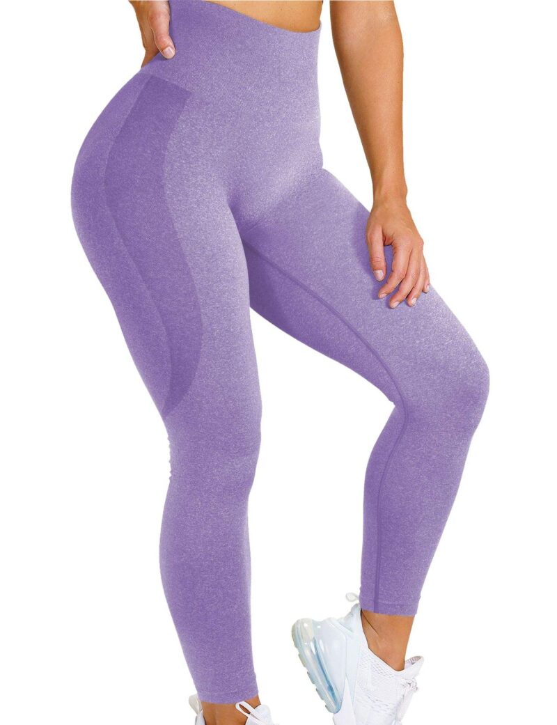 Women's High Waist Elastic Non-See-Through Compression Yoga Leggings Solid XL Outdoor Seamless Scrunch Back Made of Spandex - Image 2