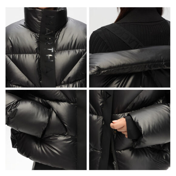 Factory Price Martha Women's Winter Coat Black Gold Short Style Waist-Tightening Modern Fashion Design Waterproof Down Jacket - Image 2