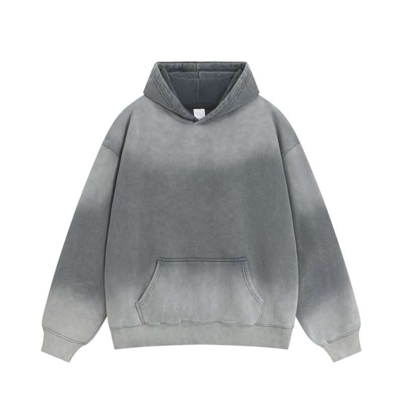 High Quality Factory Wholesale Custom Logo 400gsm Cotton Blend Unisex Oversized Drop Shoulder Acid Washed Hoodies For Men Women - Image 2