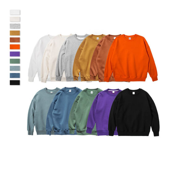 Rts 100% Cotton Plain Crew Neck Long Sleeve Fleece Crew Neck Sweatshirt Men - Image 6