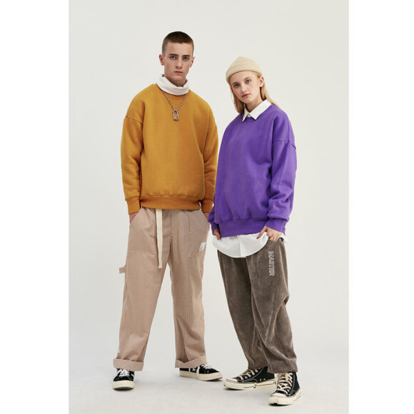 Rts 100% Cotton Plain Crew Neck Long Sleeve Fleece Crew Neck Sweatshirt Men - Image 5